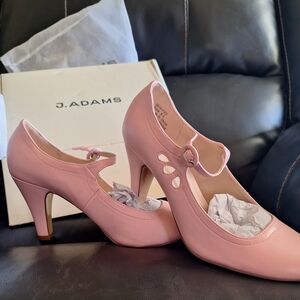 Adams Dusty Pink Mary Jane Heels with Cutout Detail